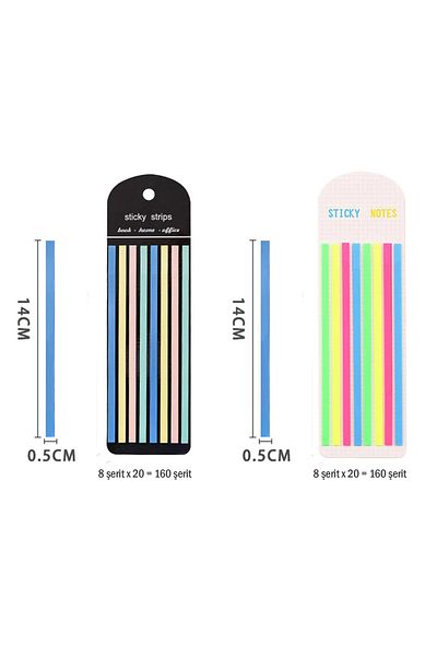 Vox Art 160 Strips Postit Set of 2 - 8 Colors Phosphorescent and Pastel