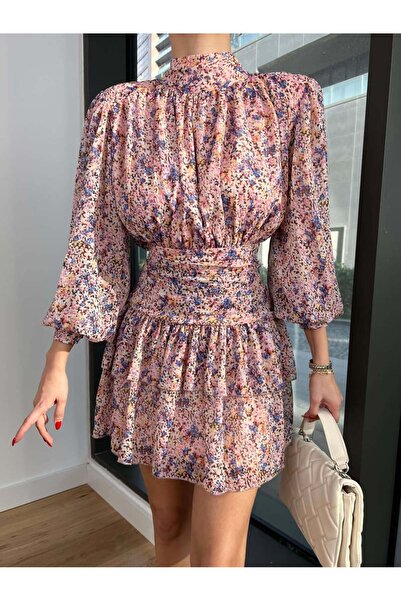 HARMONY GLOBAL Rochie roz pentru femei Otaviya cu jumătate de gât în talie 4137