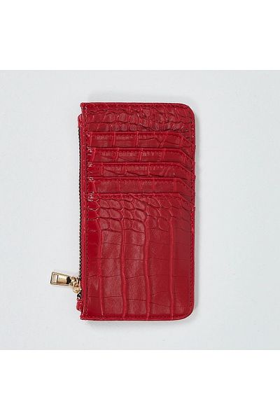 The Noir Leather Miami Zippered Women's Red Card Holder Wallet