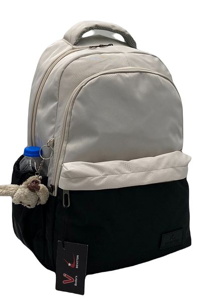 Bevitton Αδιάβροχο Custom Betto's Fabric Unixes Beige-Black Daily School Backpack 34100