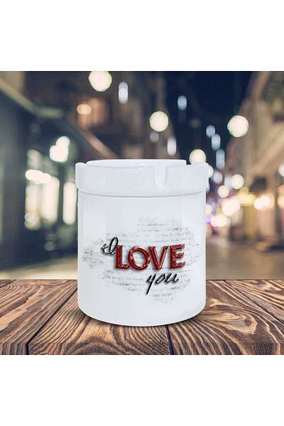 HobiShop I Love You Written Printed Κεραμικό Τασάκι Τασάκι-210549