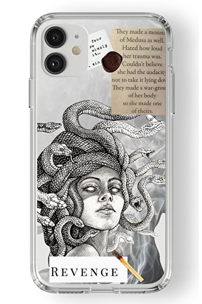 Multitronic حافظة شفافة مطبوعة بتصميم ميدوسا متوافقة مع هاتف آيفون 11