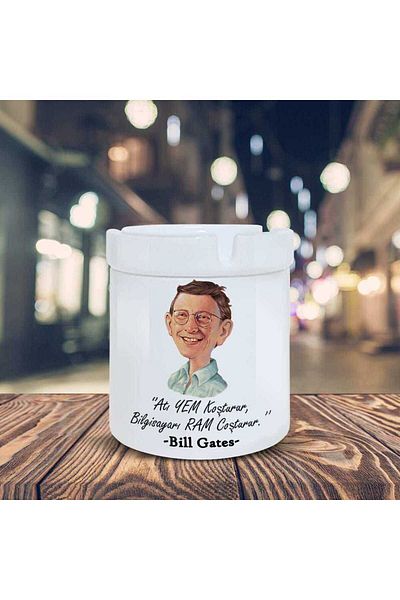 HobiShop Bill Gates Text Spirited Printed Κεραμικό Τασάκι Τασάκι-41025