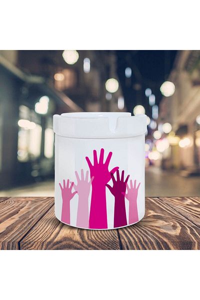 HobiShop Scrumieră din ceramică imprimată cu mâini colorate întinse 03654
