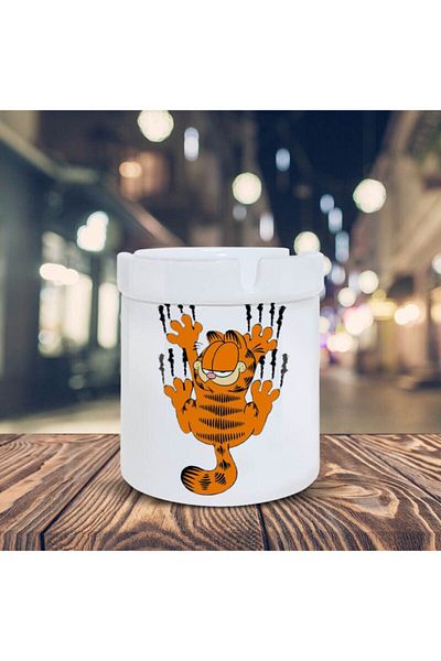 HobiShop Garfield Cat Printed Ceramic Ashtray Ash Tray