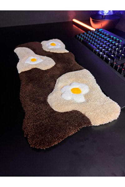 Sima Papatya Desenli El Yapımı Bilgisayar Klavye Halısı