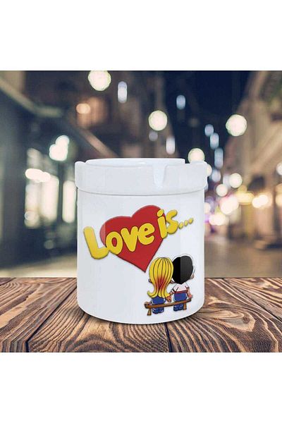 HobiShop Love Is.. Şıpsevdi Τυπωμένο Τασάκι Κεραμικό Τασάκι-0214