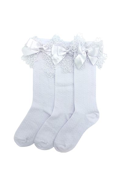 Ollero 3 Pairs Girl's Bow Knee Socks