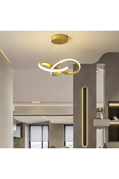 burenze Modern Sarkıt Bumerang Led Avize Eskitme Gold 4000K Gün Işığı