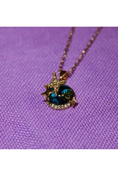 Lilithdizaynn قلادة الكوكب المرصعة بالنجوم المجسمة من الفولاذ