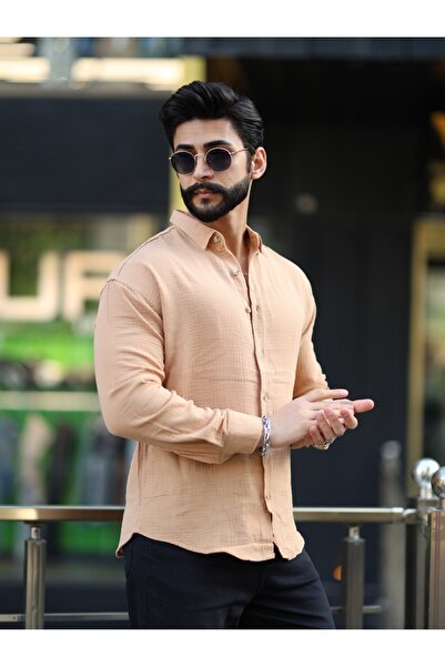 YNGMENCLASS Cămașă cu țesătură din in muselină