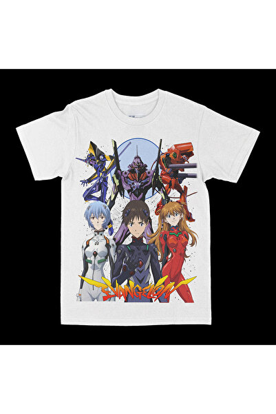 rebelberi Evangelion Bootleg Stil Tricou Alb Oversize Unisex T-Shirt