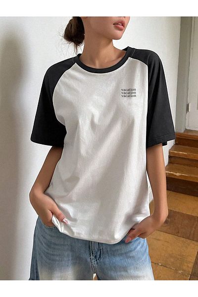 viperkombin Tricou cu mâneci raglan oversize pentru damă, cu gât crew