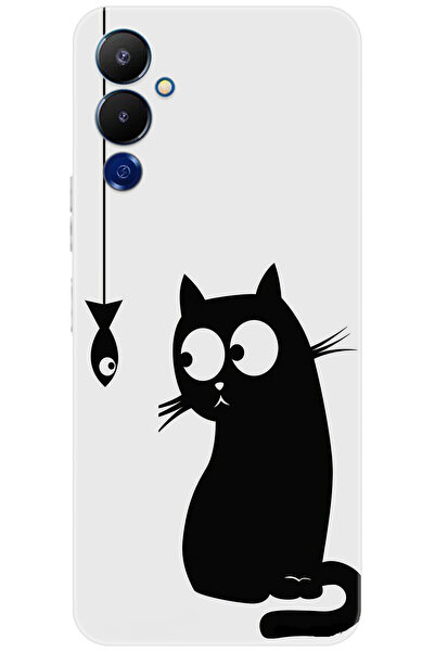 TECNO Pova 4 (LG7n) Uyumlu Kılıf Desen Baskılı Silikon Balık ve Kedi STK:747 ...