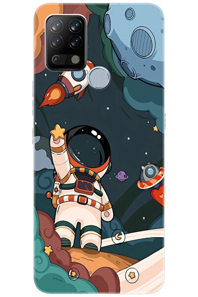 TECNO Pova (LD7) Uyumlu Kılıf Desen Baskılı Silikon Astronot STK:696 CP-LzdwnTE