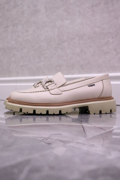 Venüs - 2412902 Bej Hakiki Deri Kadın Oxford Ayakkabı