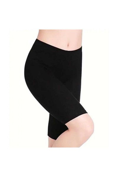 Tutku Women's Black Modal Fabric Lycra Short Tights Above Knee