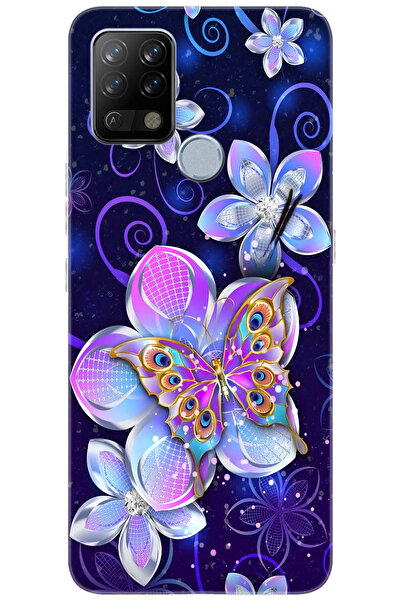 TECNO Pova (LD7) Uyumlu Kılıf Desen Baskılı Silikon Kelebek ve Çiçekler STK:718 CP-2CSQYZY