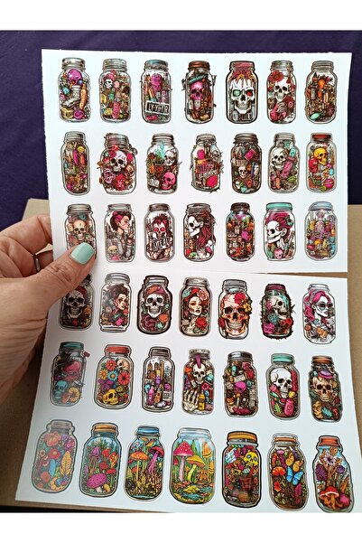 Pink Swan Craft مجموعة ملصقات الحياة والموت على طراز Cyberpunk في وعاء، كمبيو...