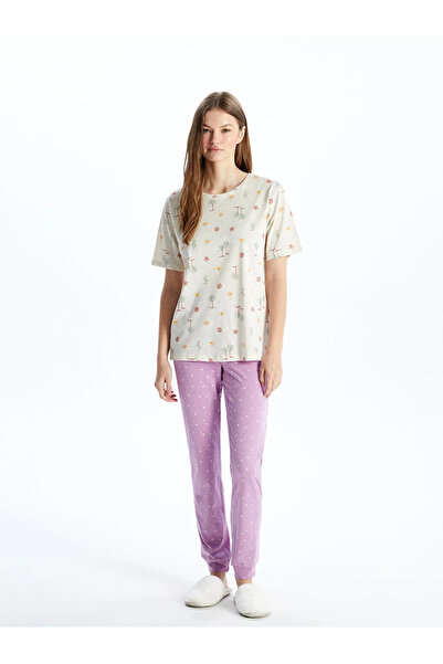 LC Waikiki LCW DREAM Crew Neck Print Short Sleeve Women's Pajamas Top