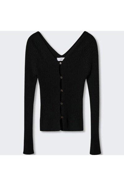 MANGO Schwarze Damen-Strickjacke 37053840