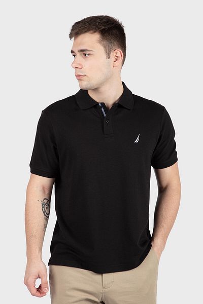 Nautica Men's Black Polo Neck T-Shirt JCAP001