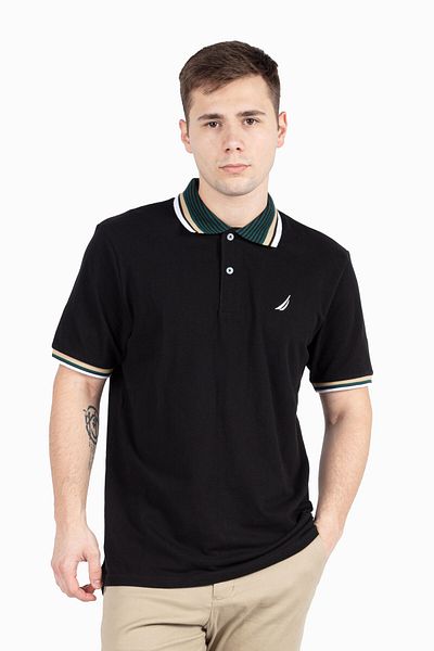 Nautica Men's Black Polo Neck T-Shirt N1K01357