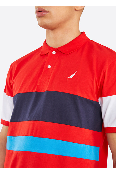 Nautica Red Men's Polo Neck T-Shirt N1K01358