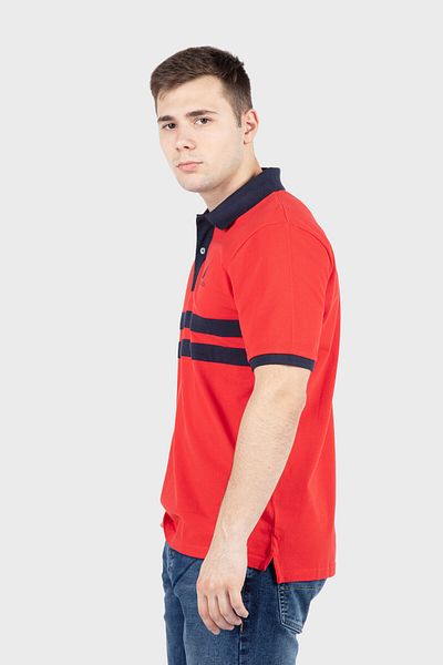 Nautica Red Men's Polo Neck T-Shirt N1K01378