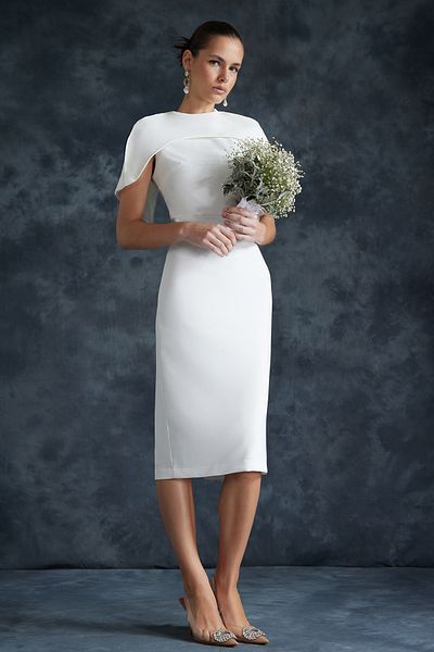 Trendyol Collection Braut Weiß Halskette Chopping Hochzeit/Hochzeit Stilvolles Abendkleid Nacht Abschlusskleid TPRSS24EL00119