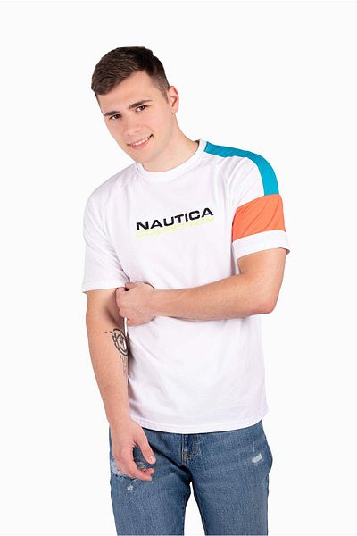 Nautica تي شيرت رجالي أبيض N7K01172