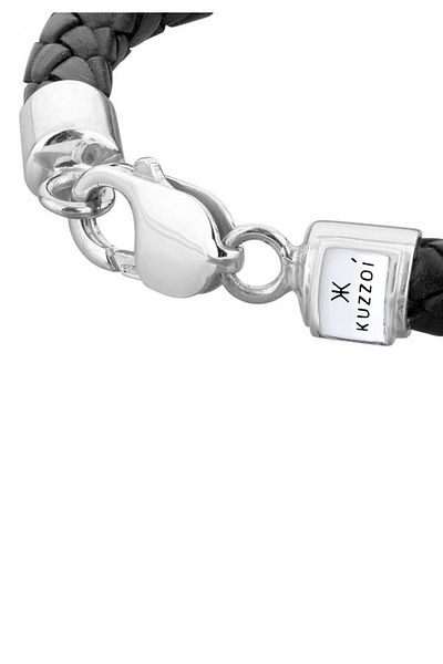 KUZZOI Armband Herren Echtleder Geflochten Karabiner 925 Silber
