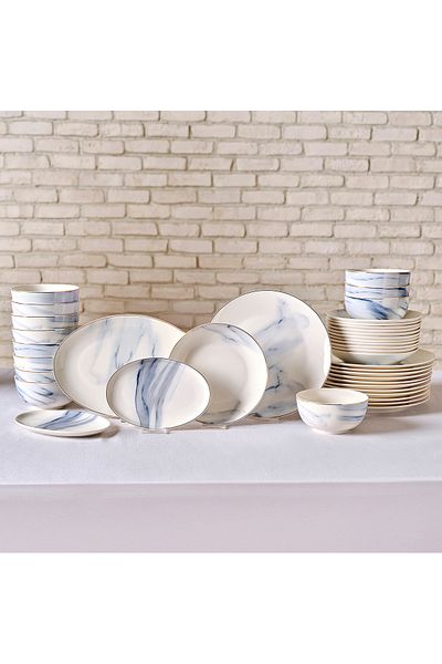 Karaca Ria 6 Personen Geschirrset, 27-teilig, Grau - Modernes Essgeschirrset aus New Generation Bone