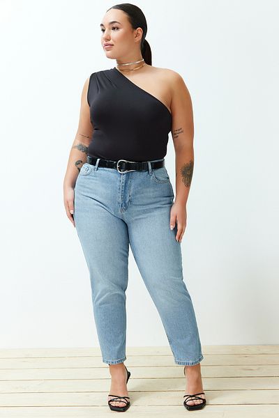 Trendyol Curve Világoskék magas derekú Mom Fit farmer TBBSS24CJ00023