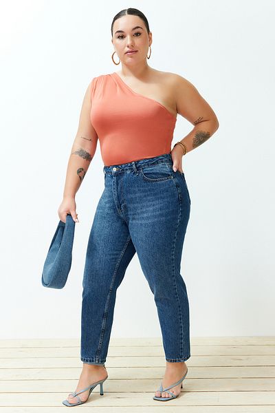 Trendyol Curve Kék magas derekú Mom Fit farmer TBBSS24CJ00023
