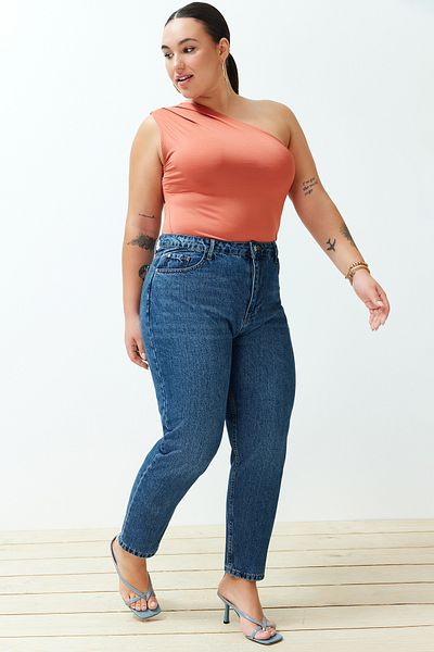 Trendyol Curve Kék magas derekú Mom Fit farmer TBBSS24CJ00023