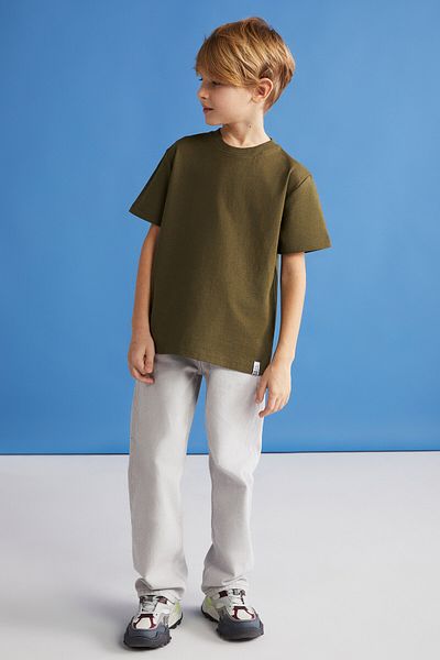 GRIMELANGE LORENZ-00% cotton short sleeve boy Khaki T-Shirt