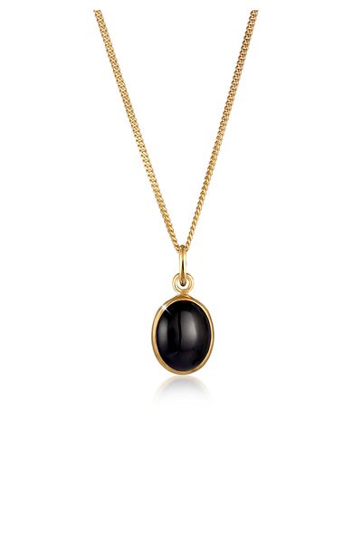 ELLI Halskette Damen Solitär Anhänger Basic mit Onyx schwarz aus 925 Sterling Silber