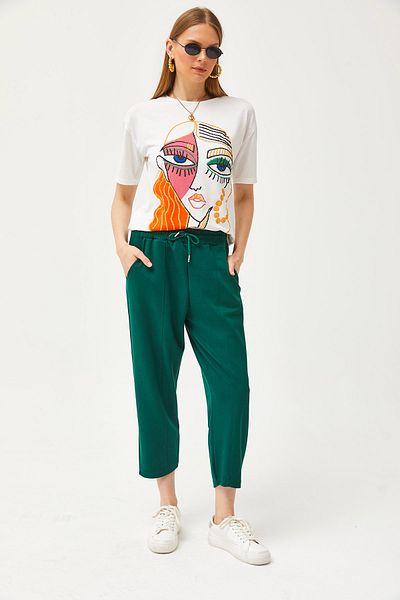 Olalook Smaragdgrüne Jogginghose aus weichem Modal mit Taschennähten für Damen EŞF-00000069