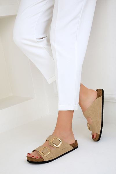 SOHO Beige Damen-Hausschuhe 17863