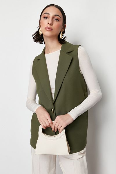 Trendyol Modest Light Khaki Finike Plain Woven Vest TCTSS24YL00002