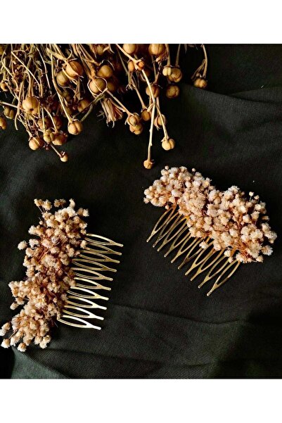 ecrin tuhafiye hobi Doğal Çiçekli 2'li Gelin Düğün Kına Nişan Tokası Tarak Toka