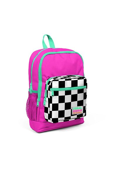 Coral High Geantă de școală cu patru compartimente pentru copii, roz neon, 23701