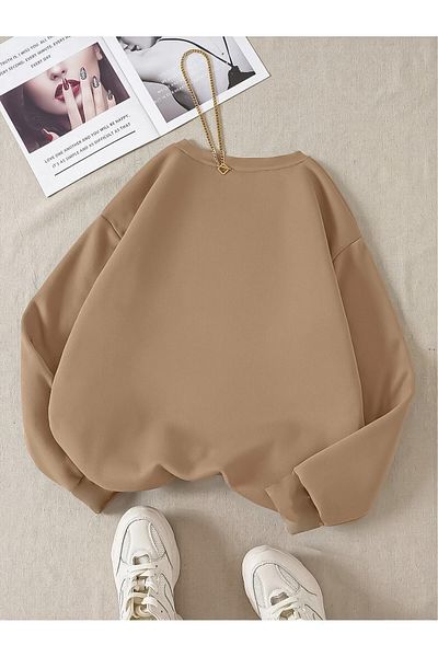 qavnas Унисекс суитшърт тип „бойфренд“ с кръгло деколте 2ip Oversize