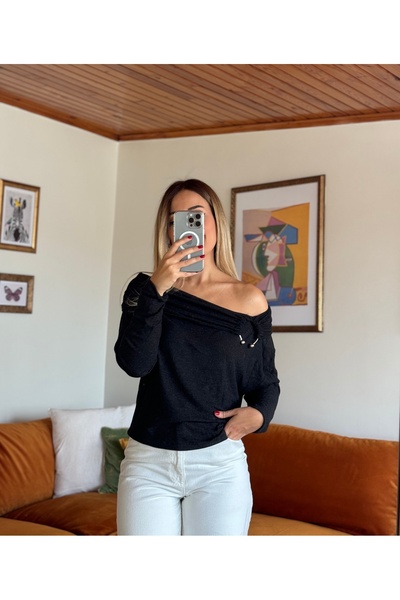 Butik Füme madonna yaka bluz