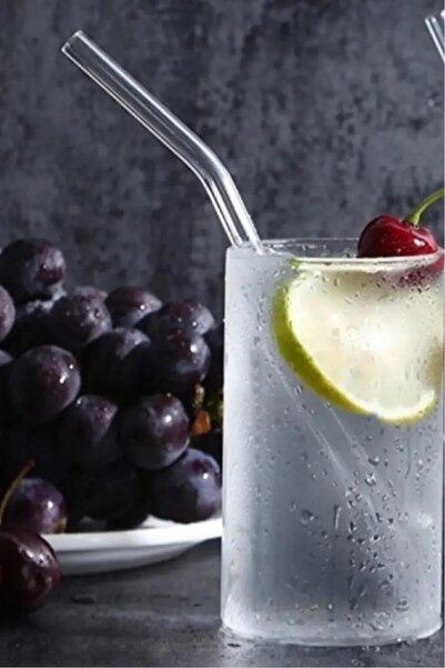 Emrah Gültekin Cam Pipet Tekrar Kullanılabilir Pipet Eğik 20cm+Ve Plastik İçermeyen Temizlik Fırçası Uzun Ömürlü