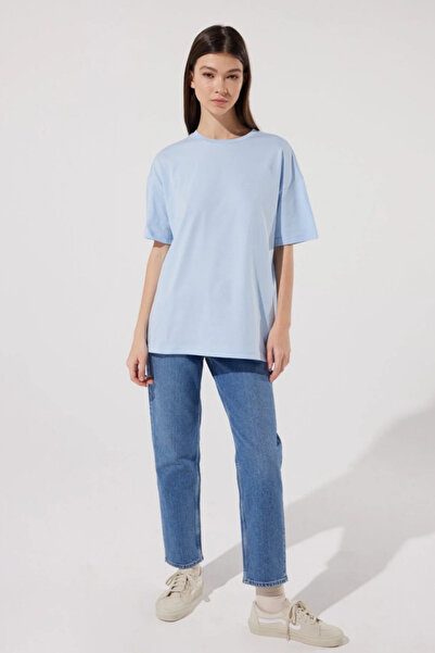 GYES Unisex Crew Neck Oversize Sky Blue T-shirt Basic