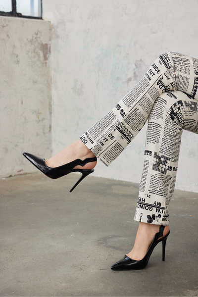 AYAKKABI PRENSİ Siyah Siyah Rugan Kadın Stiletto, Topuklu Ayakkabı