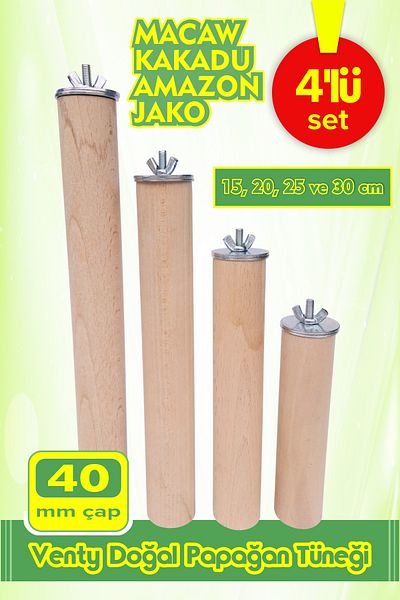 Vixpet Venty 4-Pack Natural Parrot Comb - 40 mm Macaw, Cockatoo, Jako, Amazon, Eclectic - Perch