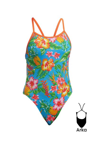 FUNKİTA SS Blue Hawaii Girl's Training Swimsuit, Thin Straps